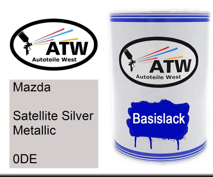 Mazda, Satellite Silver Metallic, 0DE: 500ml Lackdose, von ATW Autoteile West.